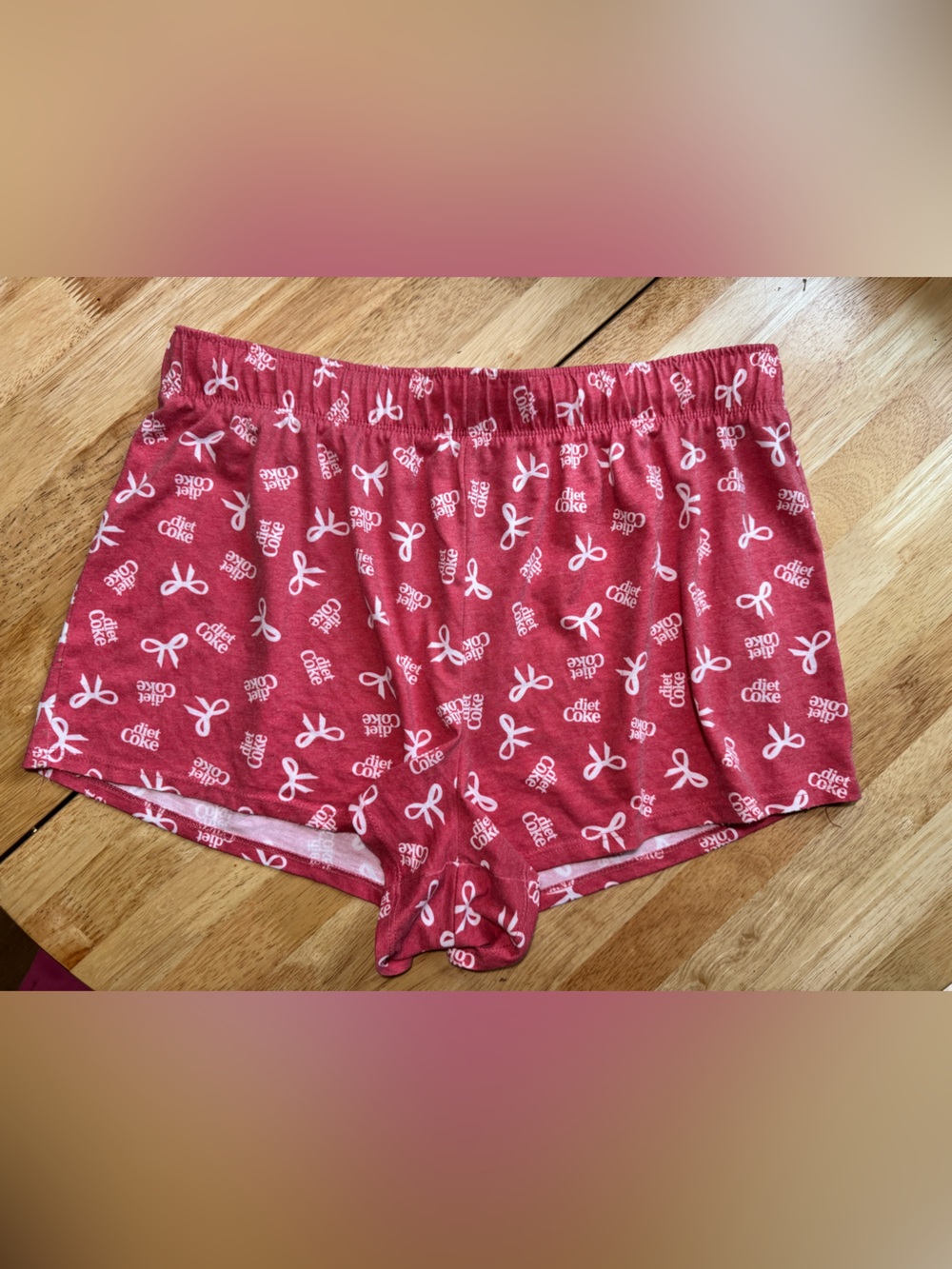Pink Bow Knit Sleep Shorts Diet Coke